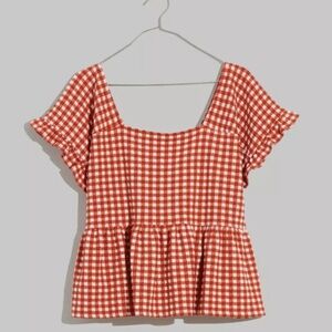 Madewell Red and White Gingham Top